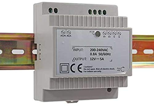 Alimentation Électrique 230V CA/ 60W 12V 5 A, Montage sur Rail DIN, Usage Professionnel