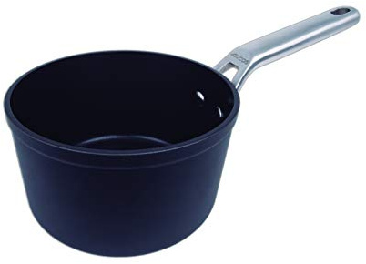 Arcos Serie Samoa, Cazo Antiadherente 16 cm y 1,5 L, Aluminio Forjado, Apta cualquier cocina, Mango Acero Inoxidable Efecto Frio, Sistema ahorro energético, Apta lavavajillas, Color Negro (717200)