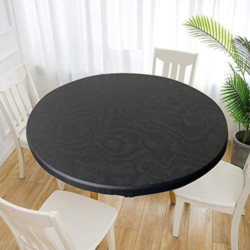 Cozomiz Elastische Tischdecke Gartentischdecke Rundtischdecke wasserdichte rutschfeste Abwischbar Schmutzabweisend Tischdecke Schwarz 80cm Runde Enge Passform