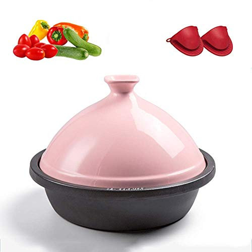 Sywlwxkq Olla de Cocina Tagine, Olla Taji de Hierro Fundido, Olla Japonesa, Olla de Barro de cerámica, Olla de arroz, Olla de Sopa esmaltada, Cocina de inducción de Gas Fundido para el hoga