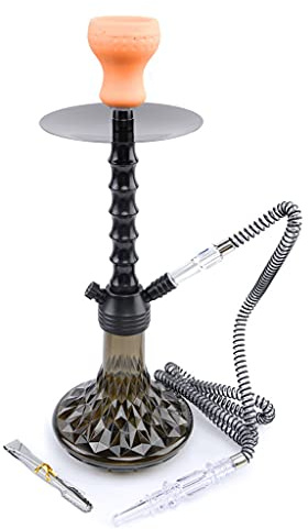 chicha Compléter Ensemble de Narguilé, 1 Tuyau Kit de Narguilé avec Narguilé Accessoires Acrylique Verre Vase a Eau pour Fumer (Color : Black)