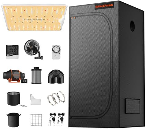 Kit tenda di coltivazione Spider Farmer SF1000D Lampada di coltivazione a LED a spettro completo Samsung LM301B LED Scatola di coltivazione completa 60x60x140cm Kit tenda di coltivazione idroponica