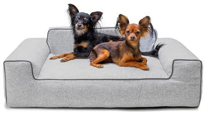 Bjird Hundebett - Hundekorb für kleine mittelgroße & große Hunde - Hundekissen - Hundesofa - Bezug abnehmbar und waschbar - Glamour New - Größe: M: 78 x 53 cm - Asche Inari