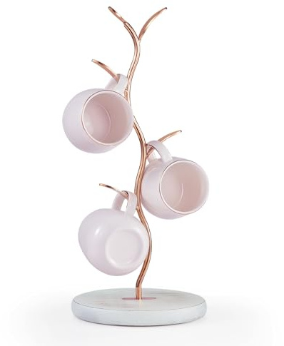ABZUOON Coffee Mug Holder,Mug Rack Countertop,Leaf Shaped Mug Tree for Counter,Coffee Tea Cup Mug Holder Stand for Countertop,Perfect Coffee Bar Accessory & Kitchen Home Organizer(Mug Not Included)