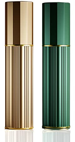 BRARIOS Parfümzerstäuber Nachfüllbar,5ml Mini Parfum Zerstäuber, Sprühflasche Klein für Parfum, Parfümflaschen Leer für Reise(Gold/Grün)