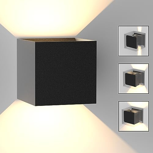 Homefire LED Wandleuchte Innen Wandlampe Aussenlampe Schwarz | Wandbeleuchtung Aussen 5W Außenlampe Up Down Wandstrahler IP65 Außenleuchte 3000K für Hauswand Treppenhaus Flur Garten