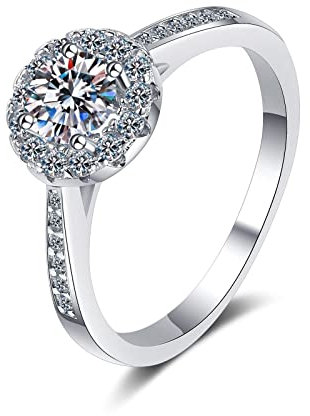 Aotiwe Ringe 925 Frauen, Freundschaftsringe Beste Freundin Runde Form Silber mit 0.5Ct Weiß Moissanit Größe 57 (18.1)