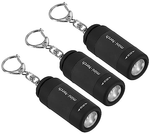 PATIKIL 2.1 Mini Rechargeable LED Keychain Flashlight, 3 Pack EDC Portable Small Torch with USB Charging for Everyday Carry, Black