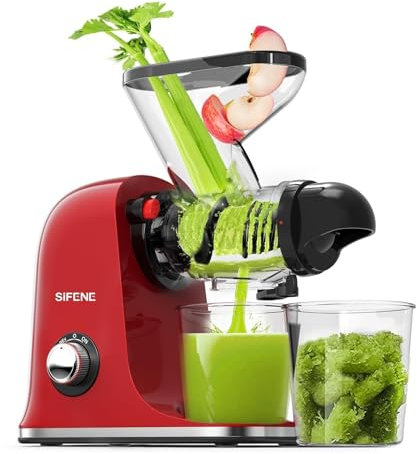 SiFENE Máquina de Prensado en Frío, Exprimidor Masticador Lento Compacto de Servicio Individual, Extractor y Hacedor de Zumo de Verduras y Frutas