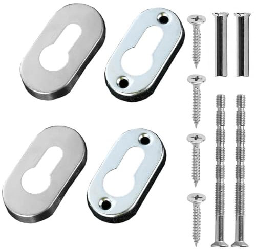 EODKSE Copri Serratura Ovale in Acciaio Inox Opaco, Rosetta Chiave, per Porte Interne/Esterne, Buco Serratura in Acciaio Inossidabile, Cilindro profilato, Argento - 4 PCS