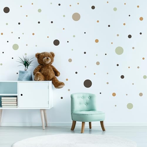Muralo 150 Stück Wandtattoo, Mädchen, Klebepunkte, Bunt, Dots - 60x30 cm | Wandsticker, Modernes Design - ideal für Kinderzimmer, Babyzimmer, Ein echter Blickfang im Raum, einfach anzubringen