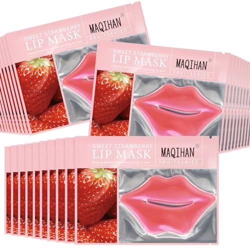 MAQIHAN 30PCS Moisturizing Lip Mask - Pink Lip Patches for Spa Daily Labial Masks Skincare Hydrating to Reduce Wrinkles Dryness Anti-wrinkle Lightens, Valentines Day Gifts Mother's Day, Skin Care