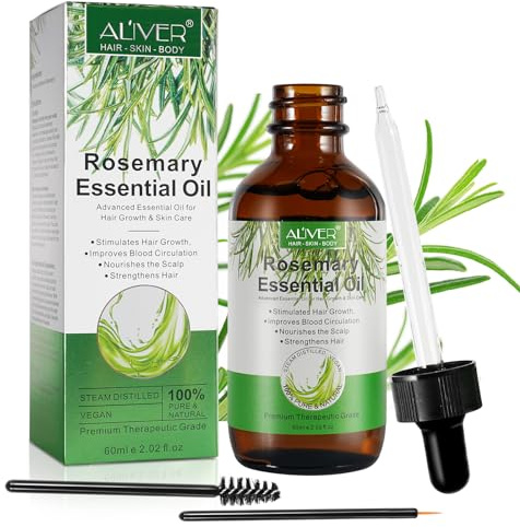 JCZQDRPC Rosmarinöl für Haare, 60 ml Rosmarinöl Haare, für Haarwachstum & Hautpflege, Kürbiskernöl, 100% reines ätherisches, für Augenbrauen und Wimpern