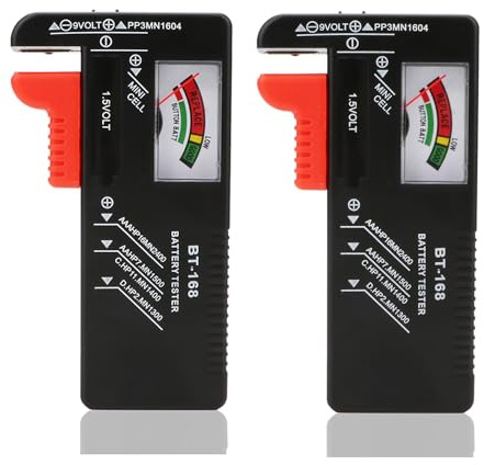 Rongon Battery Tester for AA/AAA/C/D/9V, Universal Battery Checker with LCD Screen, Household & Automotive Battery Meter, Tests 1.5V Button Cells (2 Pack)‌
