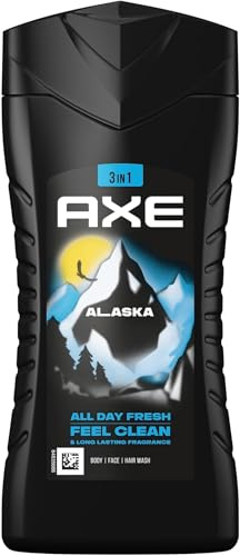 Axe 3-in-1 Duschgel & Shampoo Alaska für langanhaltende Frische und Duft dermatologisch getestet 250 ml 1 Stück, Minze,Frisch (Packung mit 5)