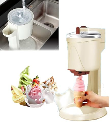 WhAeoy Eismaschine, Interner Tank Ist Gefroren, Kann 7–8 Waffeln Herstellen, Automatische Eismaschine, Tragbare Eismaschine, Softeismaschine Mit Großer Kapazität,A