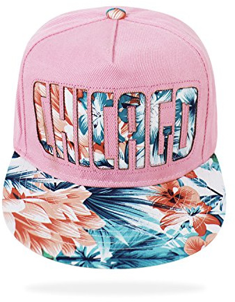 Glamexx24 keps män kvinnor snapback Cap: Flat Brim keps, basebollkeps för män och kvinnor, unisex utomhussporter basecap storlek justerbar, Rosa blommor chicago, En Storlek
