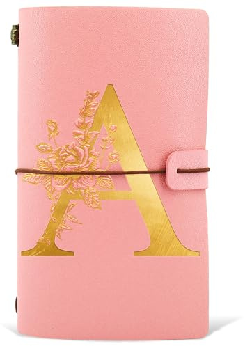 PU Leder Notizbuch Tagebuch, Nachfüllbares Tagebuch für Frauen Mädchen, Rosa Gold Notizbücher zum Geburtstag Dankeschön Geschenk für Freund, Schule, Lehrerin, Erzieherin, Schwestern, Kollegen(A)
