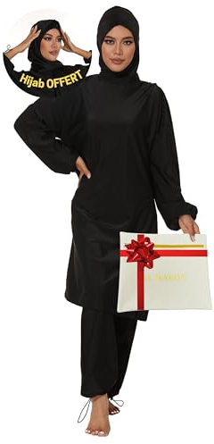 Burkini - Burkini Damen - Burkini Damen Muslim - Burkini Damen Muslim lang - Islamischer Badeanzug - 100% Blickdicht & Verdeckt die Körperform, Anti-Haft-Technologie