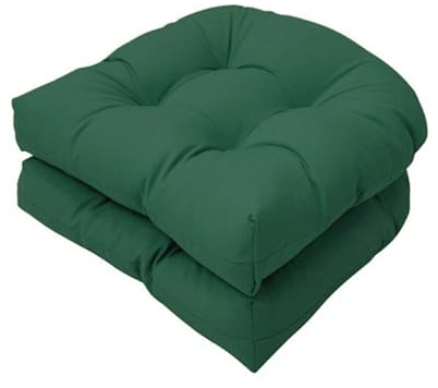 2 Cojines de Asiento Capitoné Resistentes Al Agua, 48 X 48 Cm Cojines en Forma de U para Interiores y Exteriores para Asiento de Silla de Mimbre, Juegos de Cojines para Silla Mecedora(Dark green)