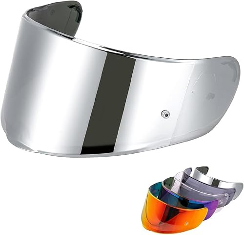 VCOROS Visiere Casque Moto pour FF397 FF801/SEDICI Strada II/Strada 3/Vector,Visière de Casque de Protection Contre Le Vent Moto,Remplacement de lentille de Casque(Argent chromé)