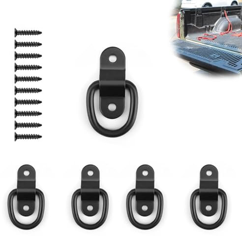 HJIAMA Anello Ancoraggio per Rimorchio 5 Pezzi, Anelli di Fissaggio, Nero, Processo di Zincatura, con Viti di Montaggio, D Anelli di Fissaggio, Adatto per Rimorchi, Automobili, Camion