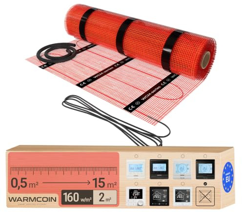 WARMCOIN® Elektrische Fußbodenheizung [160W/m²] (0.5m x 4m= 2,0m²) - Bodenheizung Elektrisch geeignet für Laminat, Fliesen & mehr - Elektro Fussbodenheizung - Elektrische Heizmatte Fußboden