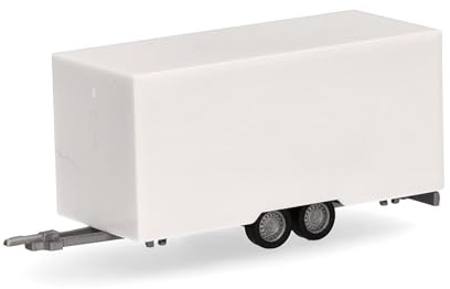 Herpa Zubehör Kofferanhänger 4,7m für PKW/Transporter in weiß im Maßstab 1:87, Miniatur Modell, Kunststoff