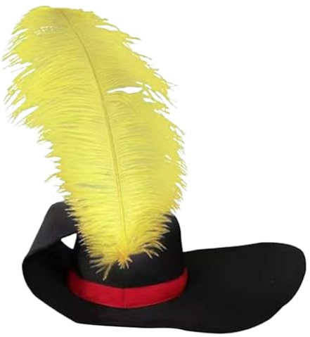 Zgehnao Hut für Erwachsene, modisch, schwarz, für Weihnachten, Party, weich, verstellbar, Unisex, festlich, mit gelben Federn
