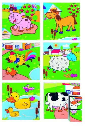 alles-meine.de GmbH WÜRFELPUZZLE Puzzle 9 WÜRFEL Tiere Holz Holzspielzeug Kinderland
