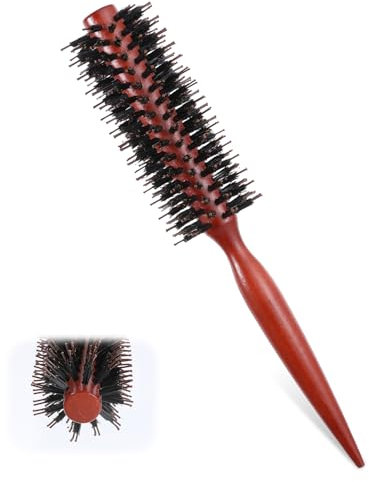 Giantree Small Round Brush, Boar Bristle Hair Brush, Roll Brush for Blow Drying Volumizing Hair Brush, Travel Brush for Women for Wet or Dry Hair Detangling Smoothing Massaging Portable Travel Size