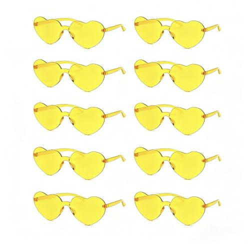 10PCS Herz Sonnenbrille Partybrille Hippie Brille Herzform für Erwachsene | Magische Farben Lustige Partybrillen für Foto Requisiten Party Brille Herz