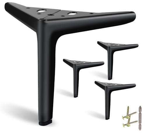 SunVFaFa Furniture Legs 15cm Heavy Duty, Replacement Cabinet Legs for Furniture Set of 4, Matte Black Metal Legs for Cube Storage, Modern DIY Short Dresser Feet for Couch Futon Nightstand Ottoman