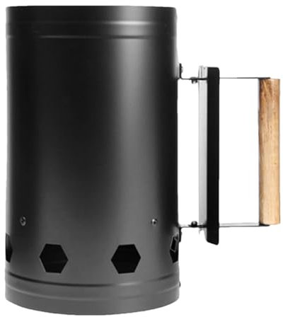 Barril portátil para fogata al aire libre, mango de metal y madera inoxidable (alternativa a la parrilla de cocción de barbacoa, esencial para fiestas en el portón trasero)