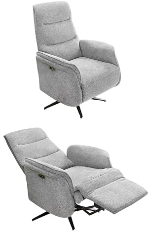 luma-Home 15600/ TV-Relaxsessel, Heizung im Rücken, Massagefunktion, Grau | B74/H108/T89 cm, zweimotorische Verstellung, elektrische Relaxfunktion, Federkern und Wellenunterfederung, Chenille-Bezug