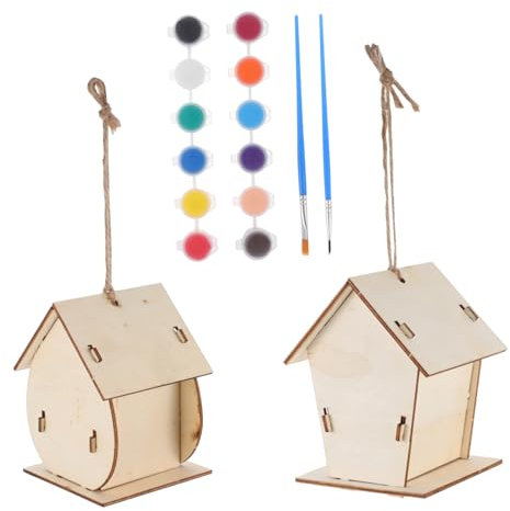 Kisangel 2sätze Diy Vogelhaus Aus Holz Zum Bemalen Bausatz Für Junge Mädchen Holzkunsthandwerk Zum Selberbauen Und Dekorieren Für Heimtiere