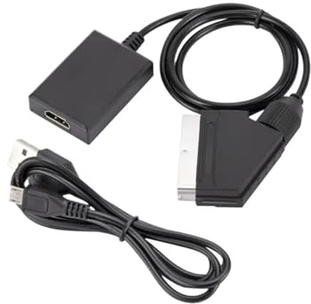 HDMI-Compatible to SCART Adapter Video Audio Upscale Converter PAL/NTSC for HD TV DVD Box Signal Upscale Converter Accessories