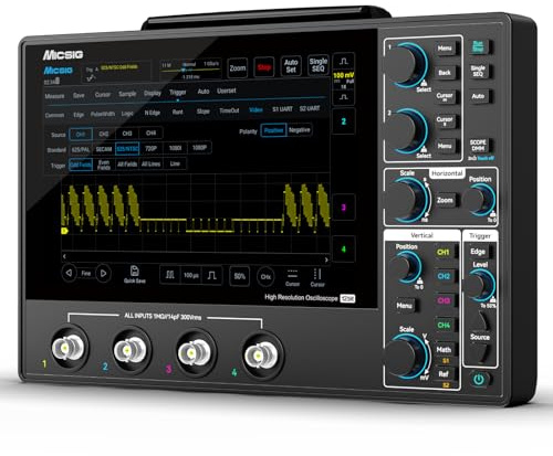 Micsig Oscilloscope 100MHz Bandwidth High Resolution 12bit 4 Channel Tablet Oscilloscope, 8 12bit 4 Channel 1GSa/s Sampling Rate(MHO14-100N with Handbag)