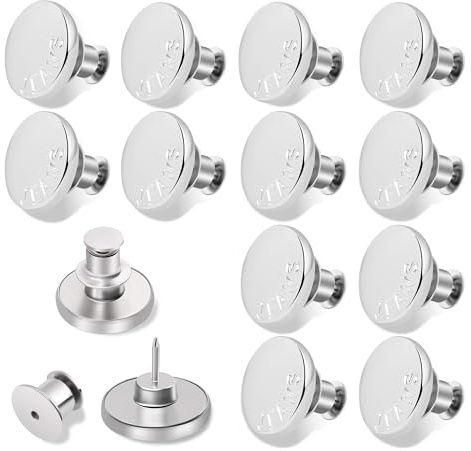 Knöpfe ohne Nähen, Jeansknopf Hose Enger Machen Clip (Hell Silber) | 17mm Metall Druckknöpfe Ersatz Hosenknopf für Hosenbund Verkleinern Button, 12 Stück