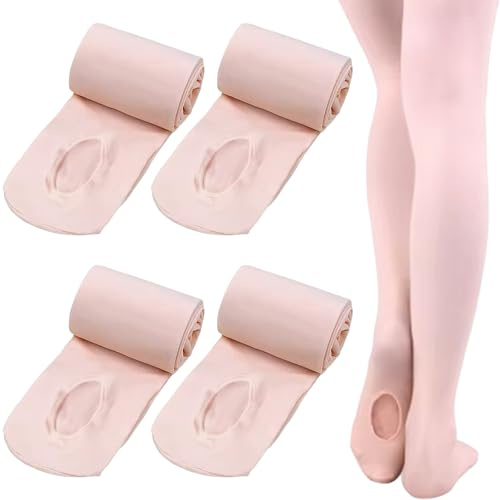 Joygoodta 4 coppie di collant da balletto in velluto elastico thin morbido convertibili convertibili con buchi per le ragazze di danza i body per ragazze