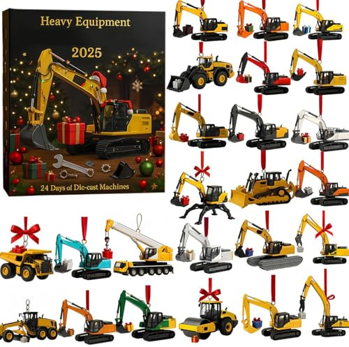 Calendrier De L'Avent 2025 - Véhicules De Chantier, 24 Machines En Métal Moulé Sous Pression, Calendrier De Noël, Des Pelleteuses Et Bulldozers Aux Camions-bennes Et Grues