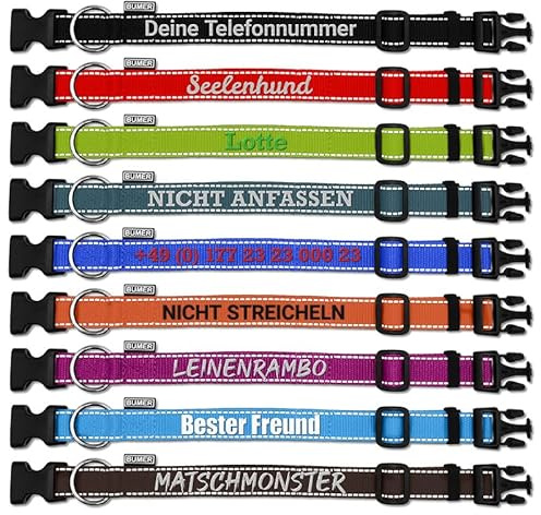 Bestickbares Steckhalsband Hundehalsband – Verstellbar, Robustes PP mit Klickverschluss, reflektierende Nähte, personalisierbar mit Name & Telefonnummer