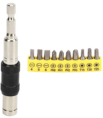 Mini Socket Wrench Multi Angle 10 in 1 6.35mm Quick Release Screwdriver Set with 10 Drill Bits Hand Repair DIY Tools (Silver Black)
