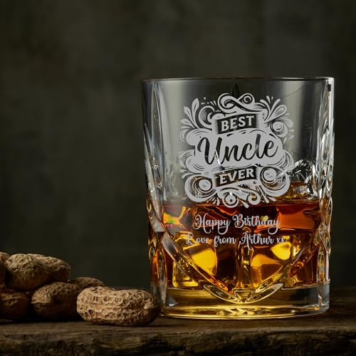 ukgiftstoreonline Customised Bespoke Personalised Crystal Cut Whisky Glass Gift for Uncle