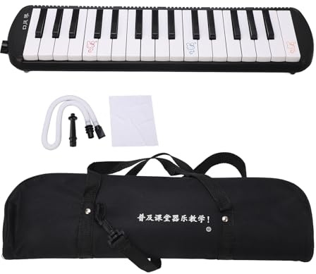 YDuupxe 32 Melodica-Instrument, Tragbares Blasinstrument, 32-Tasten-Melodica mit Röhre, Tastatur Im Klavierstil, Musikausbildung für Anfänger, Kompakt und Leicht für Alle Altersgruppen, (BLACK)