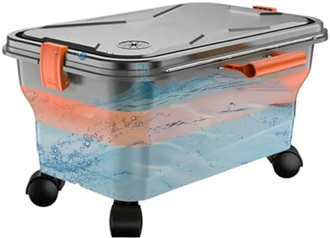 Folding Water Container with Wheels, 22L Portable Water Storage Tank, Leak-Proof Mobile Detailing Box for Car Wash, Outdoor Gardening and Irrigation