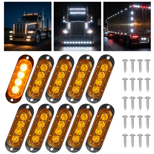 Catekro 10 stk. Begrenzungsleuchten Anhänger mit 4 Licht 12 V - 24 V Gelb | Positionsleuchten Anhänger 3000K Wasserdicht Universelle Seitenmarkierungsleuchten für Bus Caravan LKW PKW als Umrissleuchte