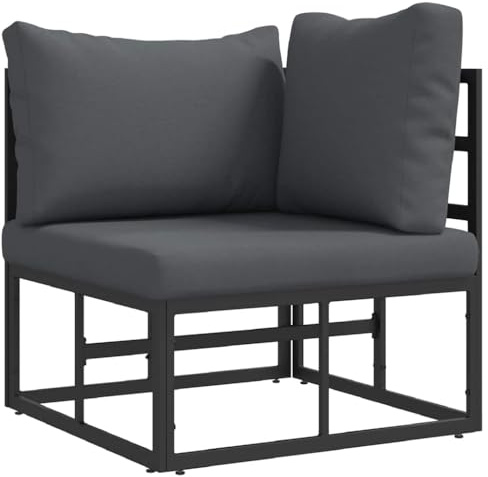 zylophax Gartenmöbel Metall Schwarz Anthrazit 71,5 x 71,5 x 71 cm wetterfest modular kombinierbar für Terrasse Balkon Veranda Außenbereich modernes Loungesofa Sitzmodul Eckteil Anbausofa