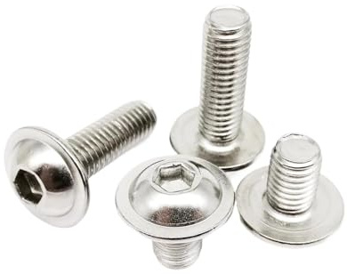 Linshuvudskruvar M2,5 M3 M4 M5 M6 M8 ISO7380.2 304 A2 rostfritt stål insex sexkant runt huvud med bricka kragskruv (18 mm, 10 st M5)