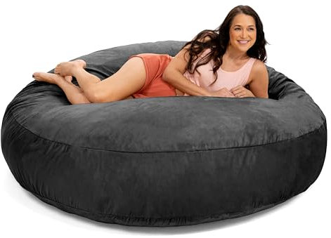 Jaxx 6 Foot Cocoon - 2-in-1 Convertible Bean Bag Bed & Large Bean Bag Chair for Adults, Black